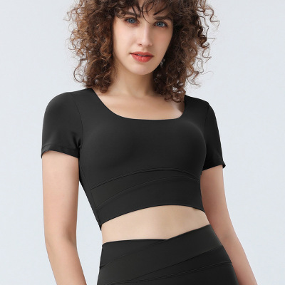Fashion color patchwork yoga wear Short sleeve YH-CW050-022