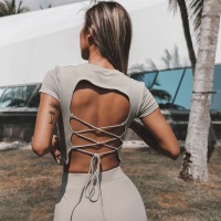Spring and summer Yoga beautiful back short sleeve YH-CW051-013