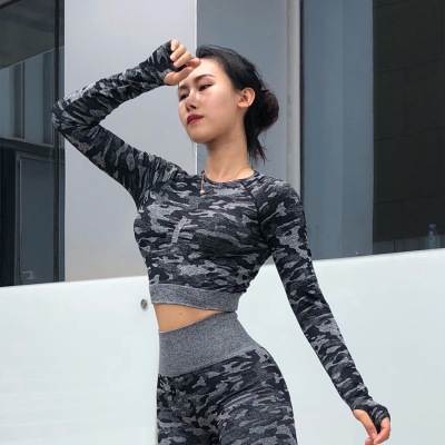 Camouflage tight Quick Dry Long sleeve female YH-CW043-014-1