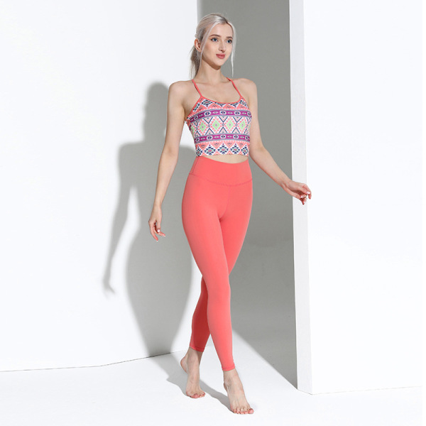 Color Contrast Digital Printed Bra Yoga Clothes set YH-CW055-019