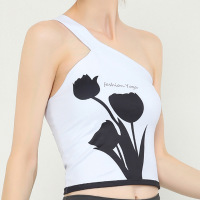 One-shoulder Printed Sports Fitness Vest YH-BL012