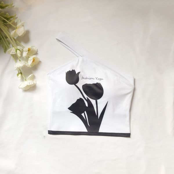 One-shoulder Printed Sports Fitness Vest YH-BL012