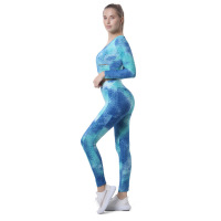 Tops Cross Tie Dye Yoga Pants Women's Set YH-CW240-929