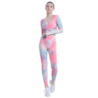 Tops Cross Tie Dye Yoga Pants Women's Set YH-CW240-929